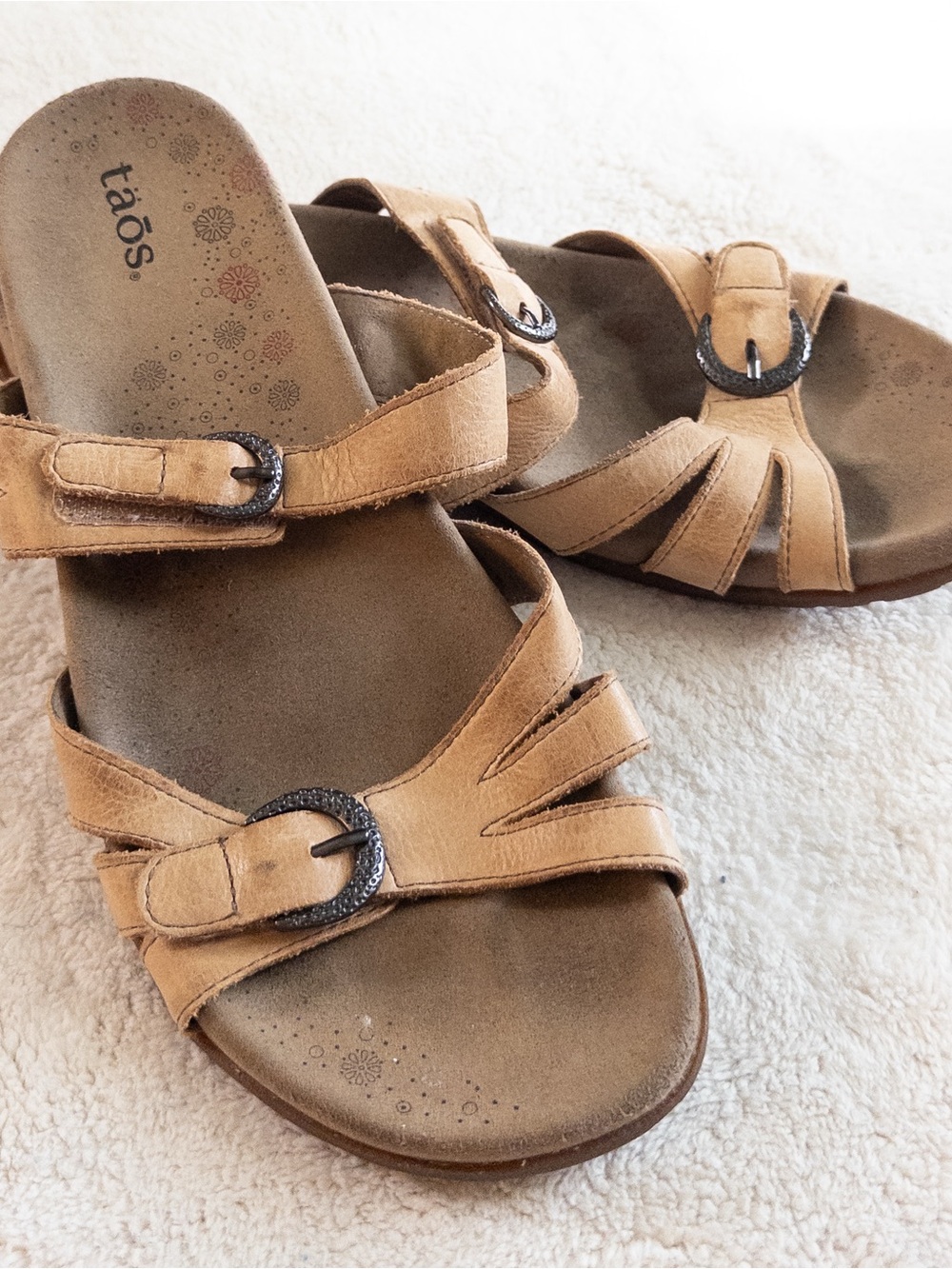 Taos Tan Leather Comfort Slide Sandals Women’s Size 9 - Picture 7 of 7